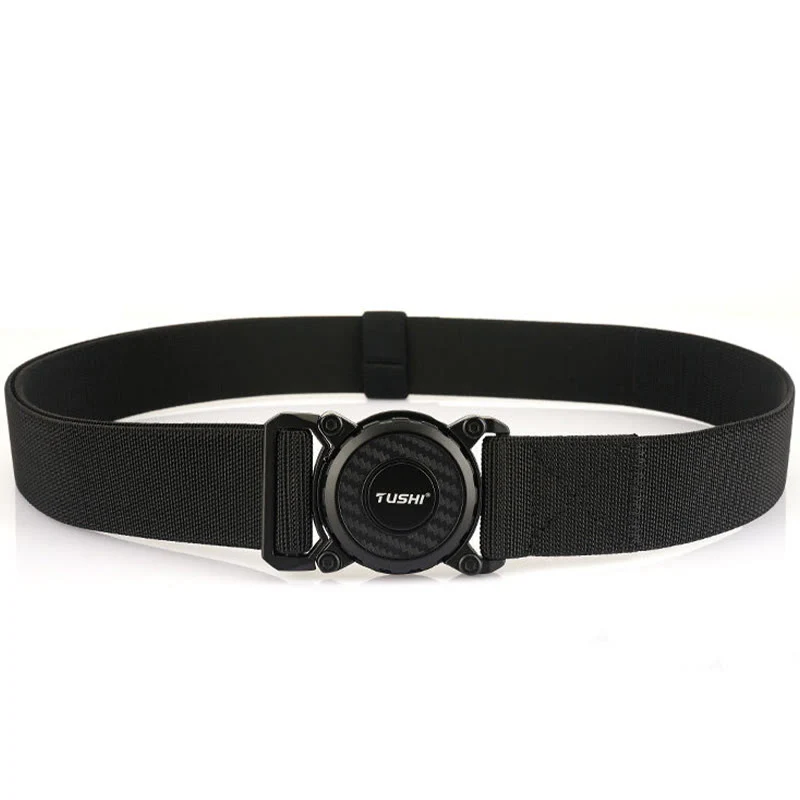Men's Tactical Belt Round Buckle Quick Release Elastic Belt - Image 3