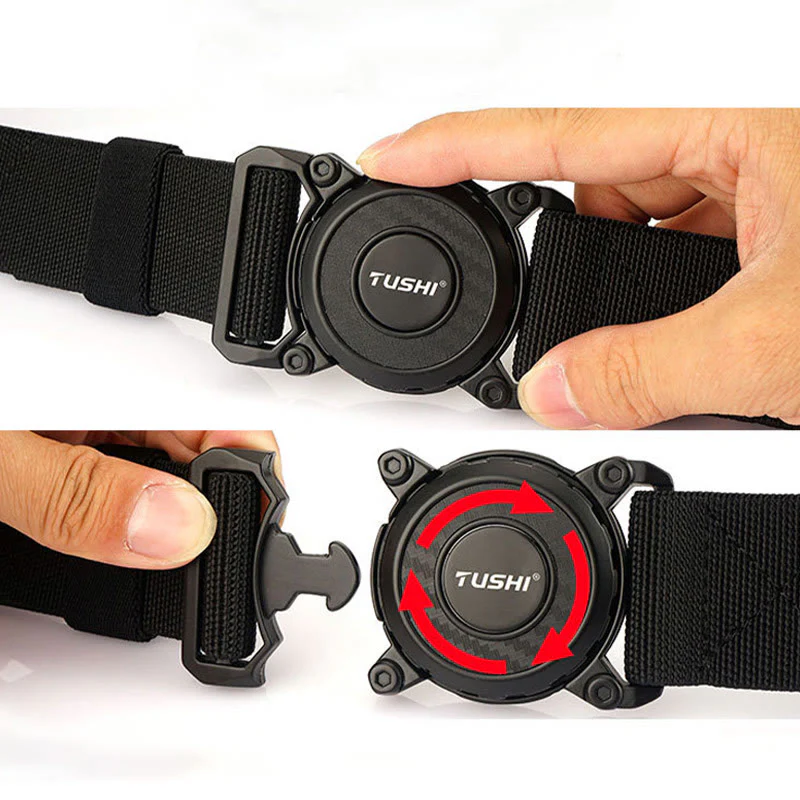 Men's Tactical Belt Round Buckle Quick Release Elastic Belt - Image 6
