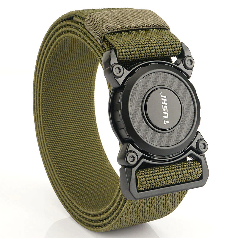 Men's Tactical Belt Round Buckle Quick Release Elastic Belt - Image 9