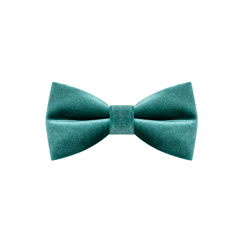 Men's Teal Green Solid Color Velvet Bow Tie - Image 7