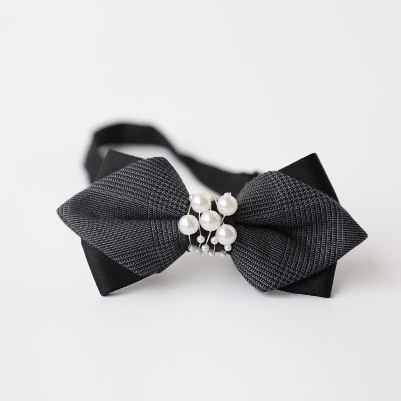 Men's Temperament Pearl Black Wedding Bow Tie - Image 13