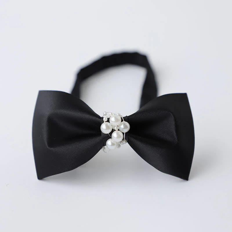 Men's Temperament Pearl Black Wedding Bow Tie - Image 5