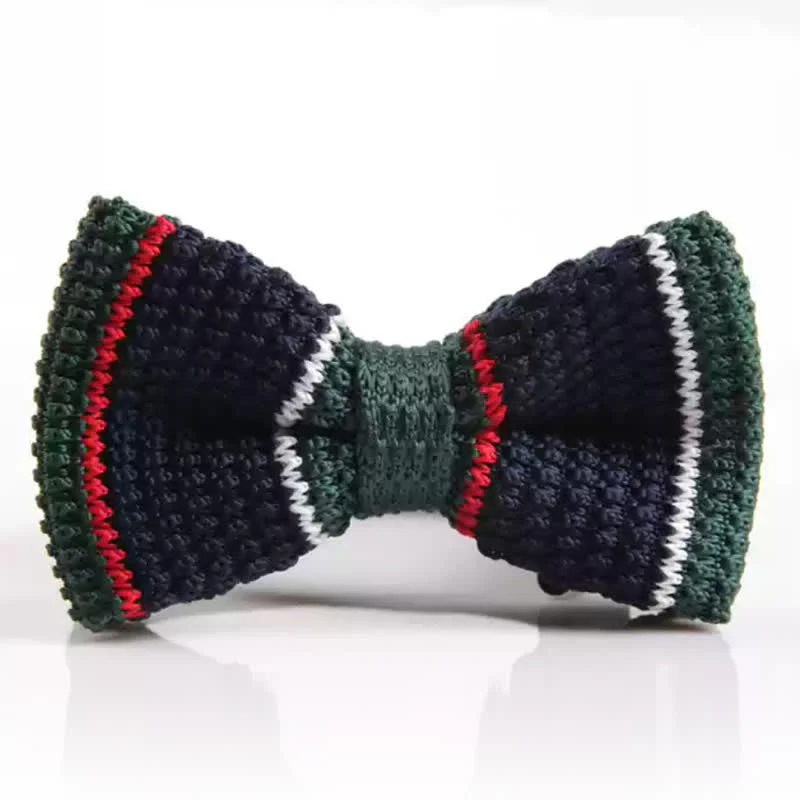 Men's Three Color Match Striped Knitted Bow Tie - Image 10