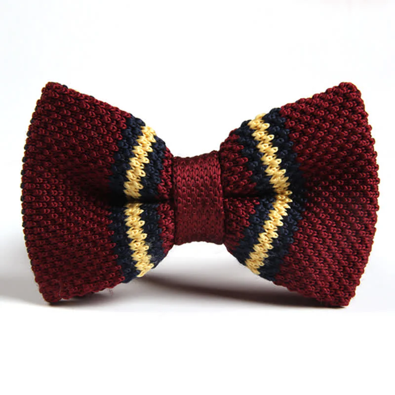 Men's Three Color Match Striped Knitted Bow Tie - Image 13