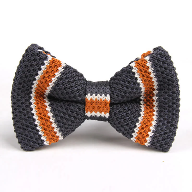 Men's Three Color Match Striped Knitted Bow Tie - Image 16