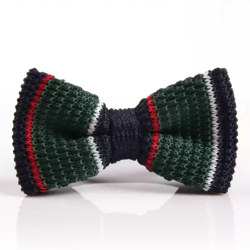 Men's Three Color Match Striped Knitted Bow Tie - Image 4