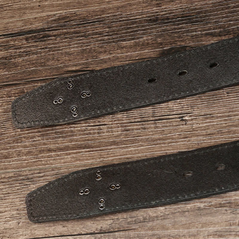Men's Three Row Classic Pyramid Rivets Leather Belt - Image 6