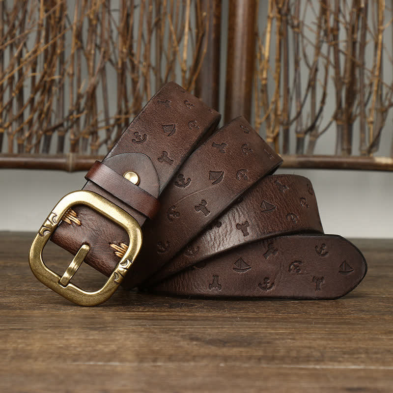 Men's Timeless Anchor Embossing Genuine Leather Belt - Image 12