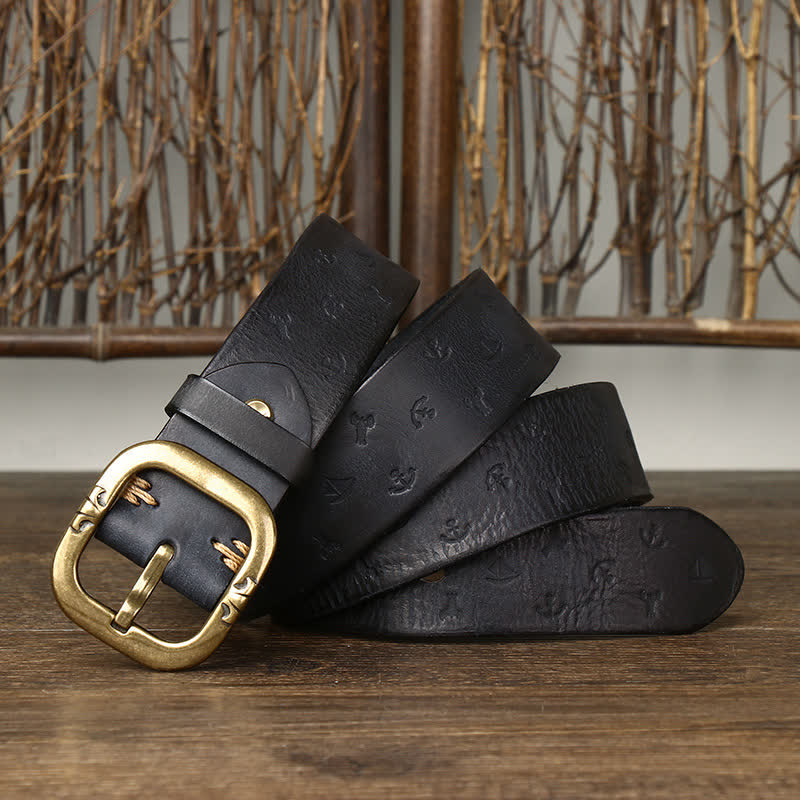 Men's Timeless Anchor Embossing Genuine Leather Belt - Image 9
