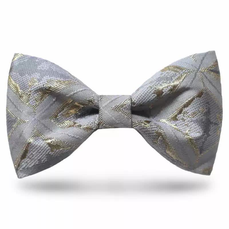 Men's Timeless Delicate Gold Jacquard Bow Tie - Image 2