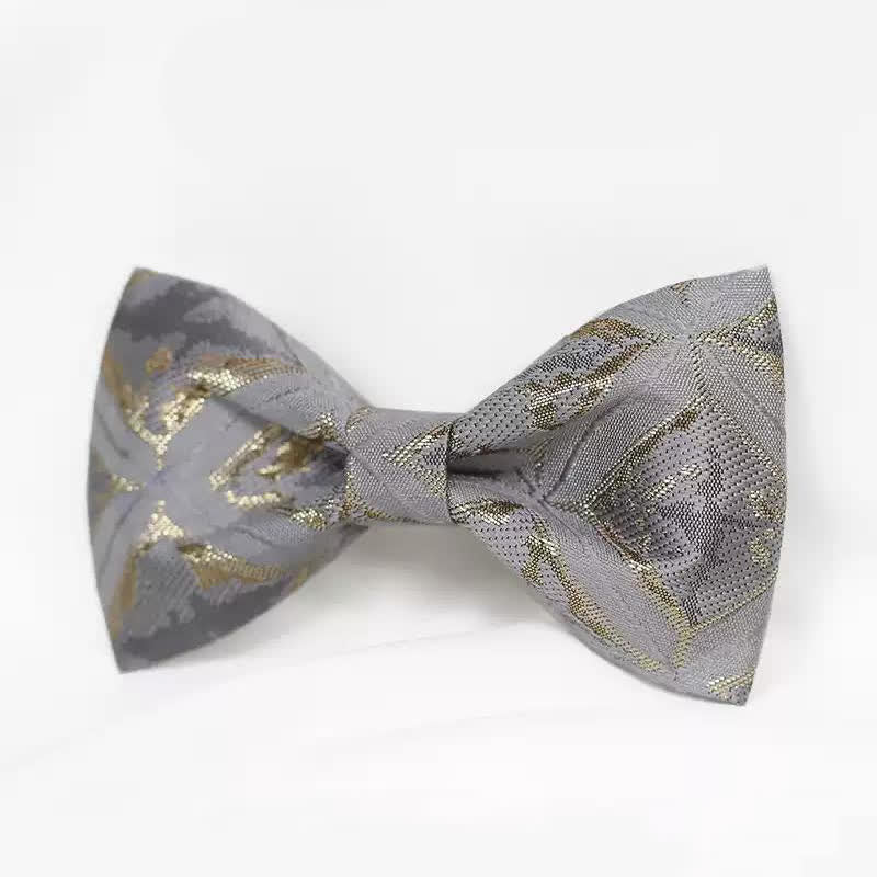 Men's Timeless Delicate Gold Jacquard Bow Tie - Image 4