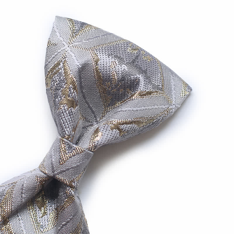Men's Timeless Delicate Gold Jacquard Bow Tie - Image 5