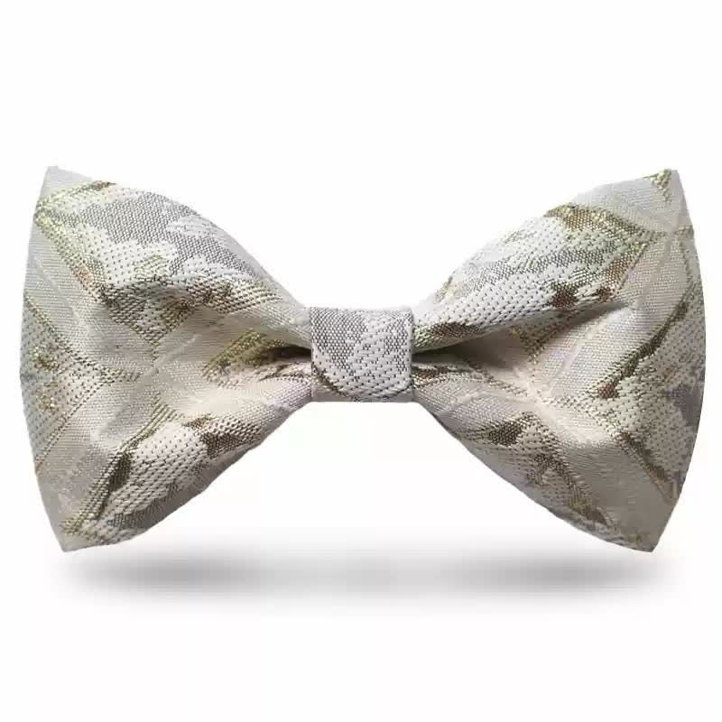 Men's Timeless Delicate Gold Jacquard Bow Tie - Image 7