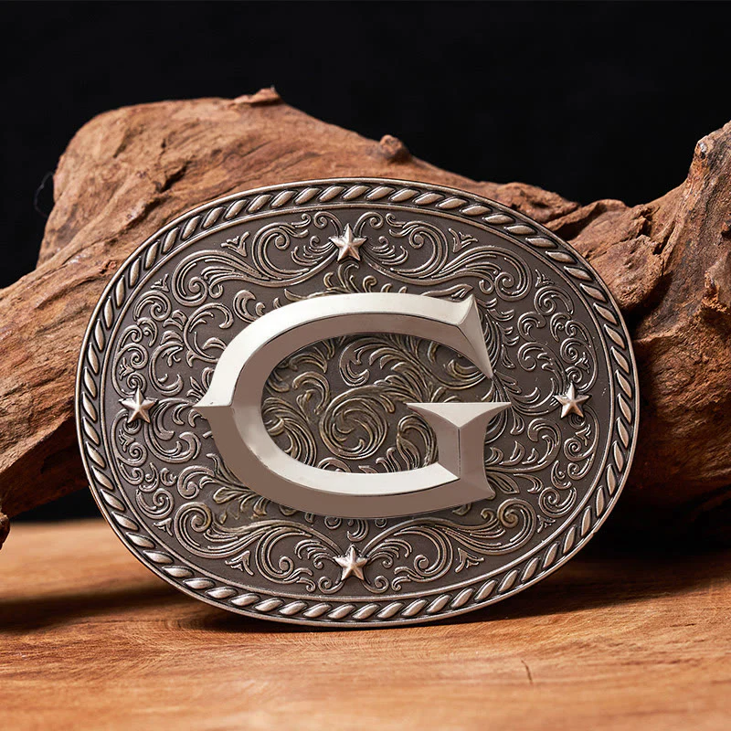 Men's Timeless DIY Initial Letter Silver Buckle Leather Belt - Image 10