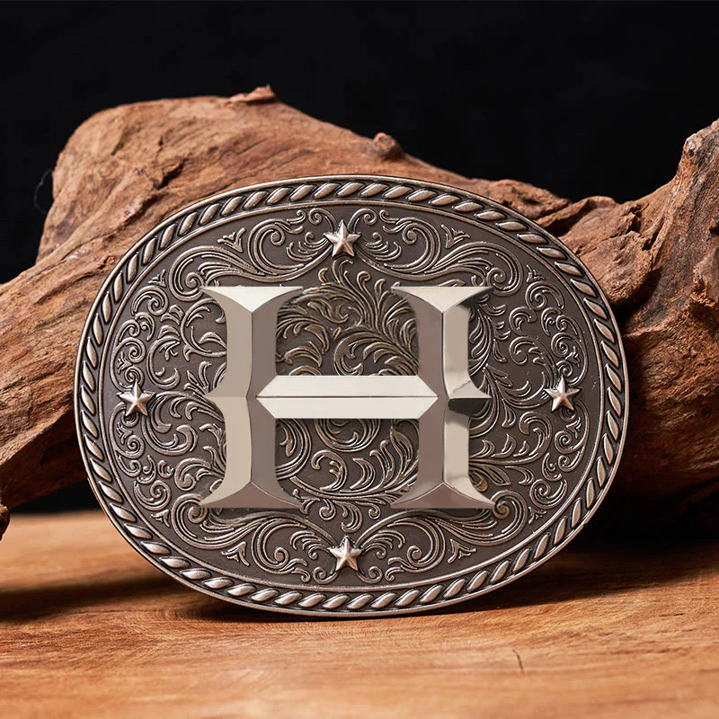 Men's Timeless DIY Initial Letter Silver Buckle Leather Belt - Image 11
