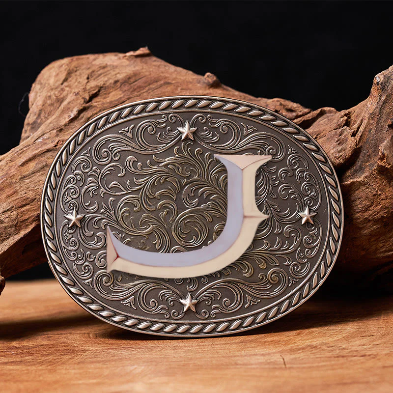 Men's Timeless DIY Initial Letter Silver Buckle Leather Belt - Image 13