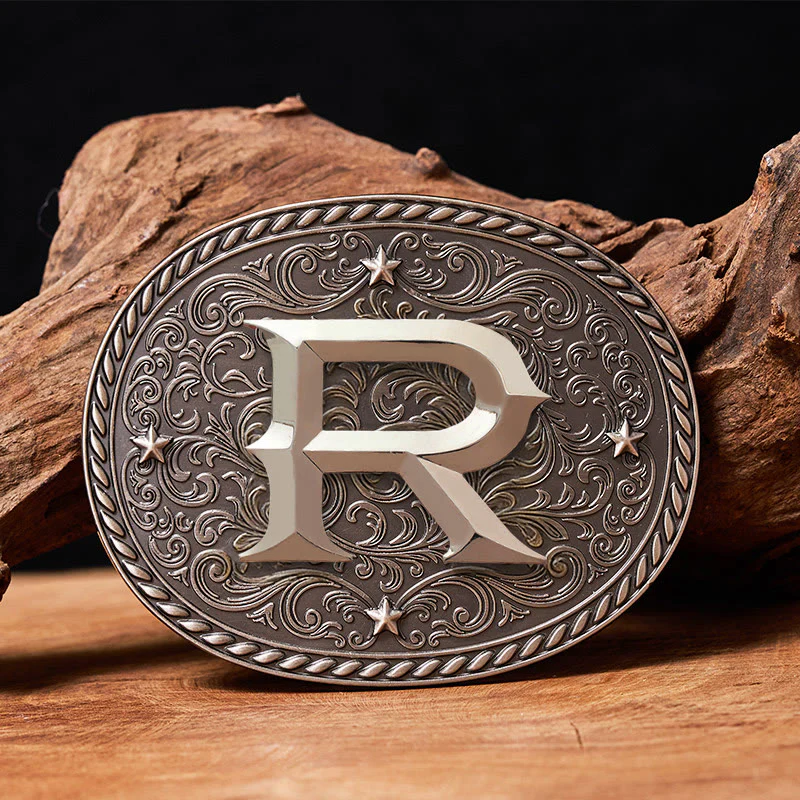 Men's Timeless DIY Initial Letter Silver Buckle Leather Belt - Image 20