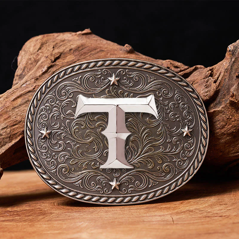 Men's Timeless DIY Initial Letter Silver Buckle Leather Belt - Image 22