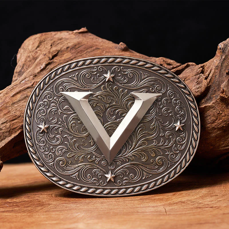 Men's Timeless DIY Initial Letter Silver Buckle Leather Belt - Image 24