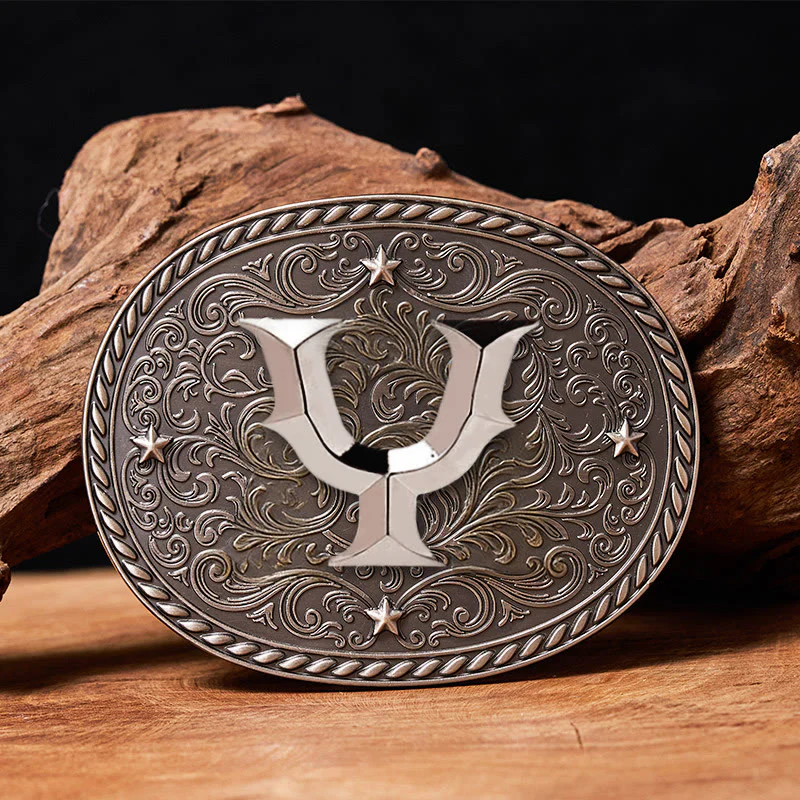 Men's Timeless DIY Initial Letter Silver Buckle Leather Belt - Image 27
