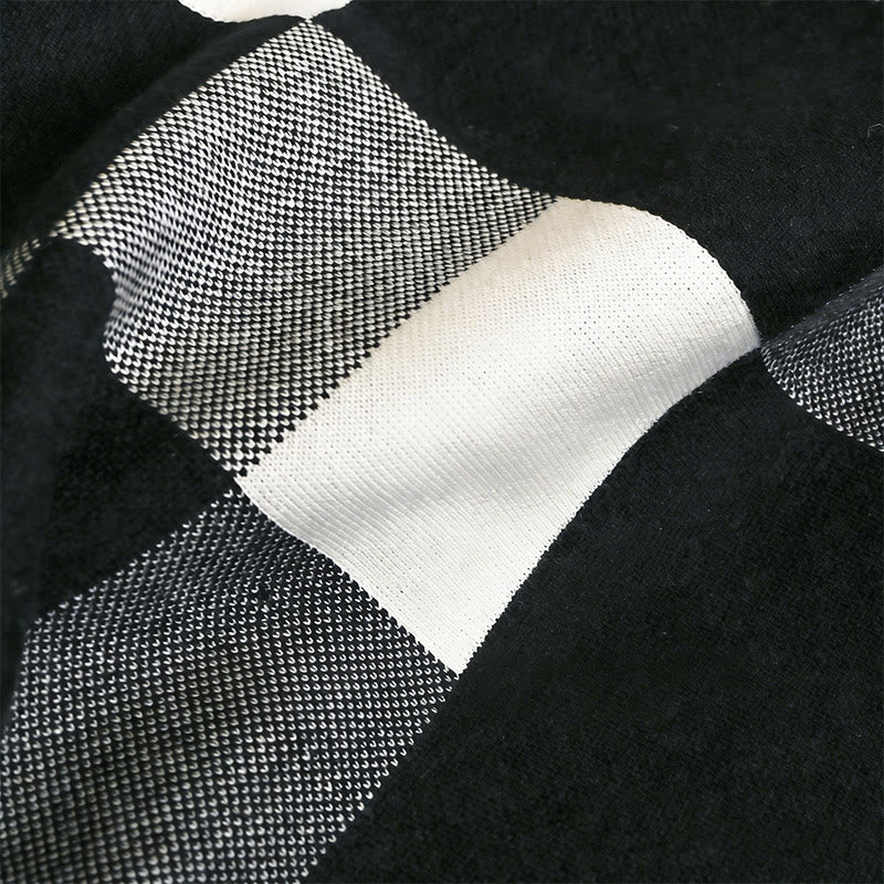 Men's Black-White Plaid Cozy Versatile Winter Scarf - Image 3