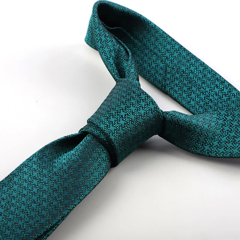 Men's Tiny Geometric Flowers Textured Necktie - Image 2