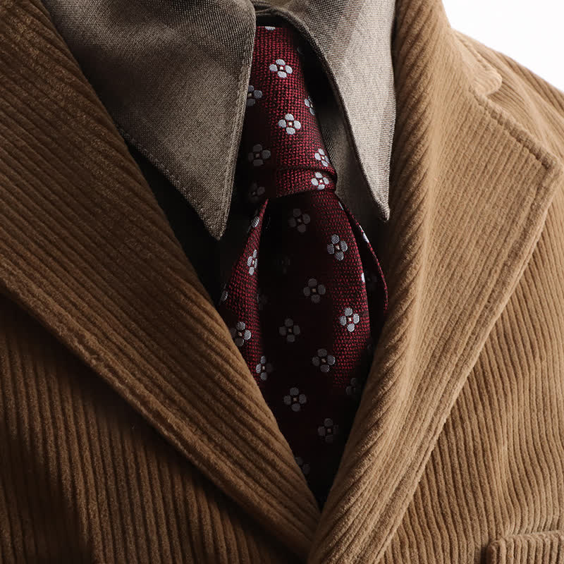 Men's Tiny Geometric Flowers Textured Necktie - Image 7