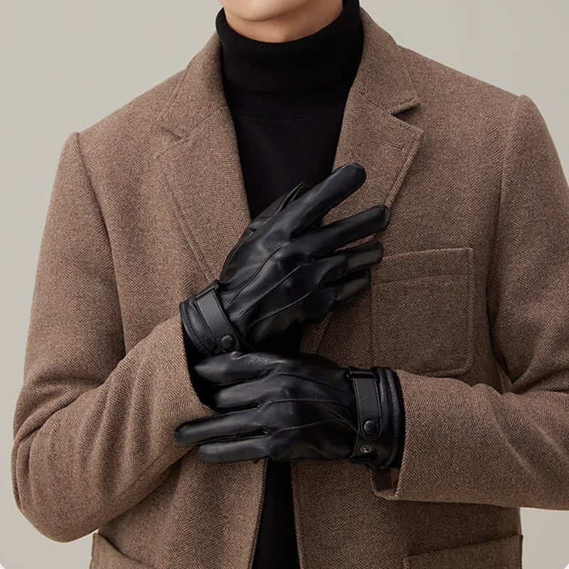 Men's Touch Screen Waterproof PU Leather Gloves - Image 6