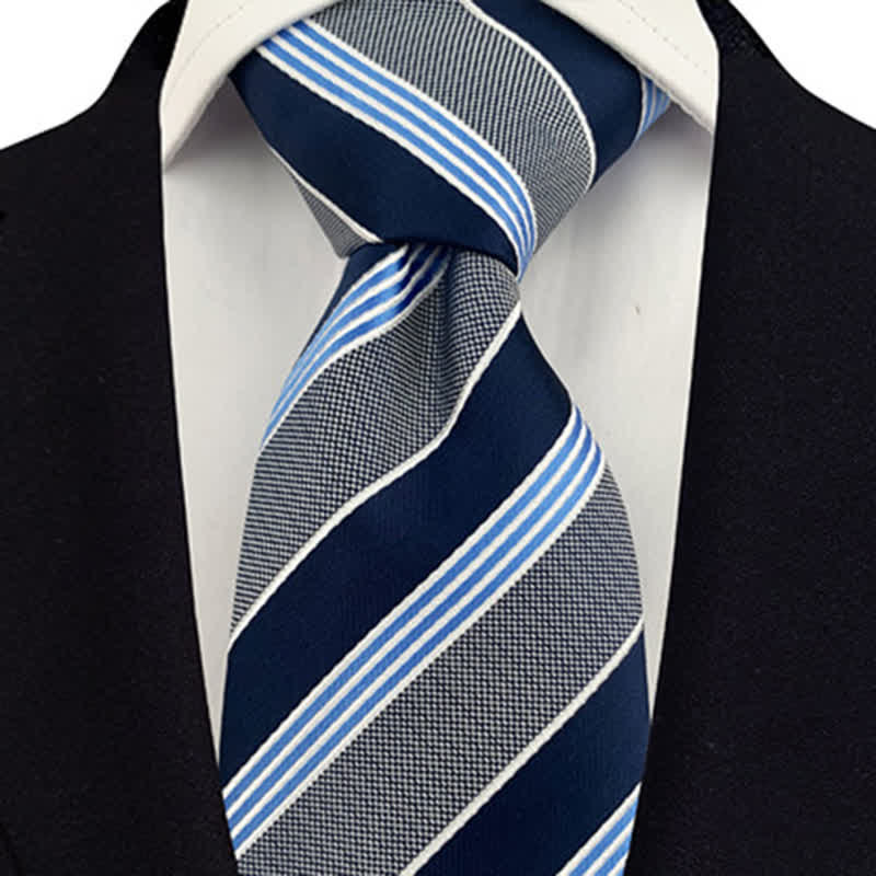 Men's Traditional Repp Striped Office Necktie - Image 2