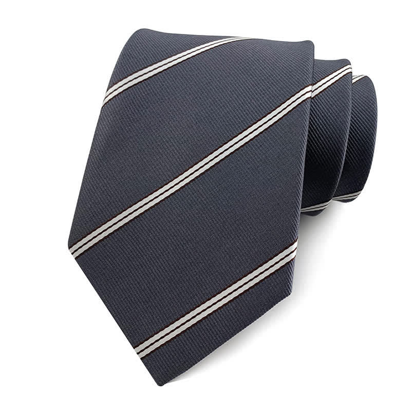 Men's Traditional Repp Striped Office Necktie - Image 9