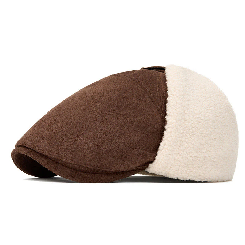 Men's Trendy Cozy Suede Beret Hat With Earmuffs - Image 7