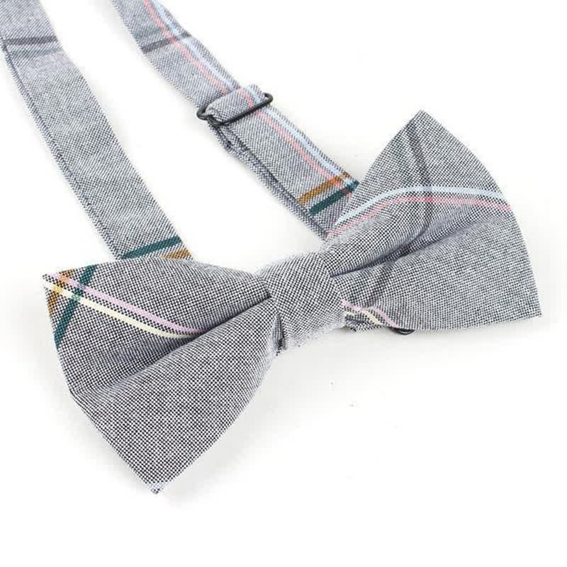 Men's Trendy Plaid Pattern Bow Tie Handkerchief Necktie - Image 12