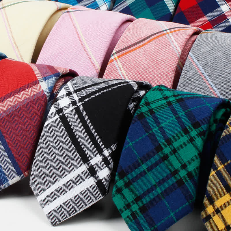 Men's Trendy Plaid Pattern Bow Tie Handkerchief Necktie - Image 2