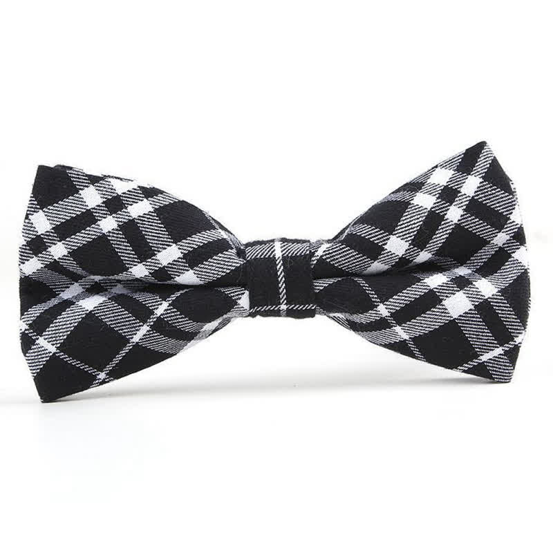 Men's Trendy Plaid Pattern Bow Tie Handkerchief Necktie - Image 29