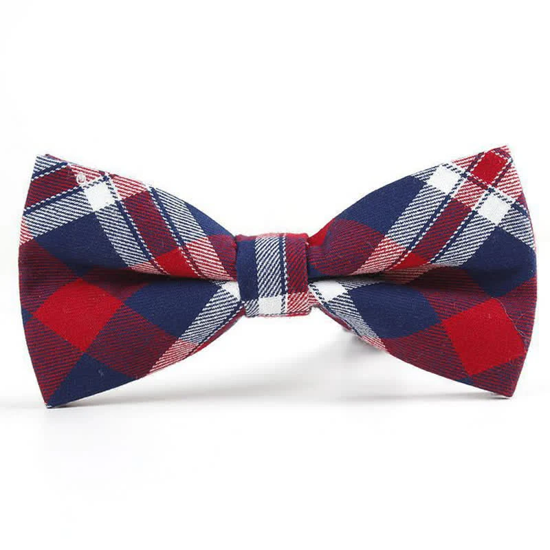 Men's Trendy Plaid Pattern Bow Tie Handkerchief Necktie - Image 41