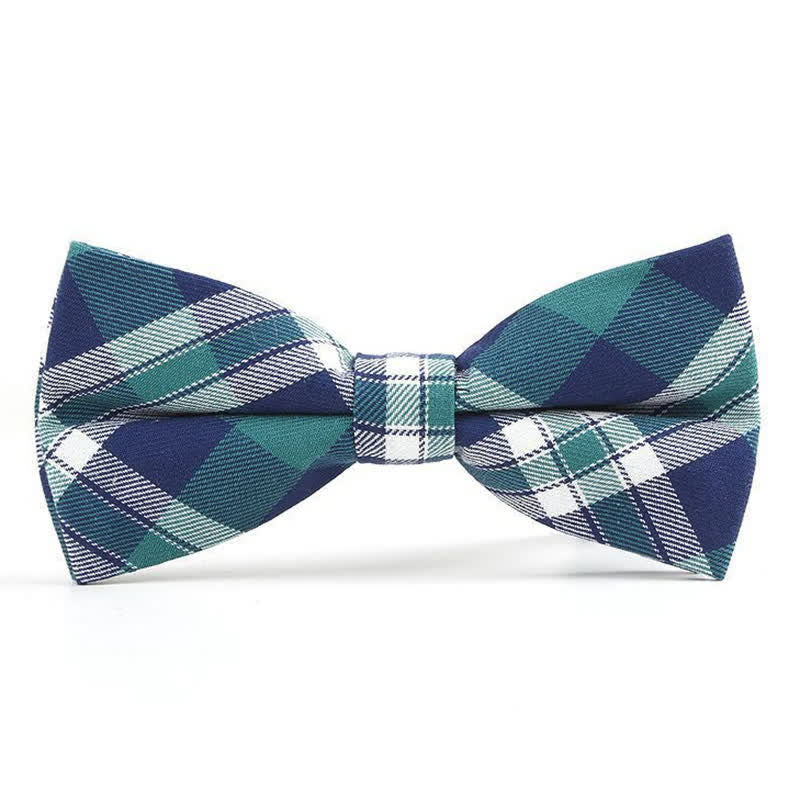 Men's Trendy Plaid Pattern Bow Tie Handkerchief Necktie - Image 47