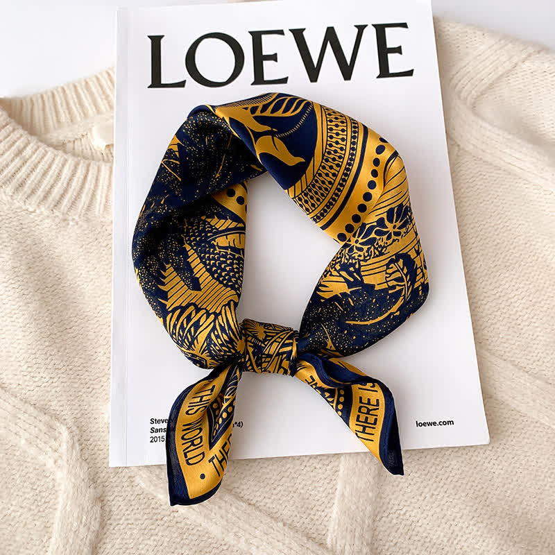 Men's Tropical Rainforest Print Mulberry Silk Square Cravat - Image 3
