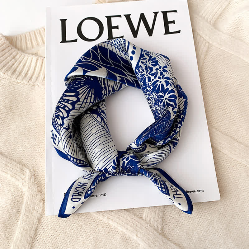 Men's Tropical Rainforest Print Mulberry Silk Square Cravat - Image 8