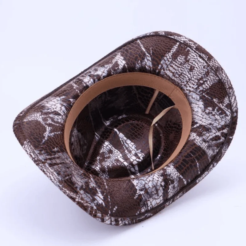 Men's Turquoise Black Belt Crocodile Pattern Cowboy Hat - Image 5