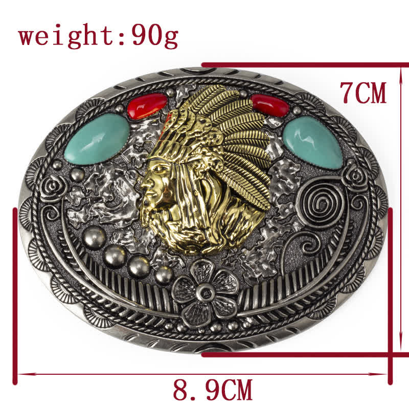 Men's Turquoise Country Indian Style Leather Belt - Image 3