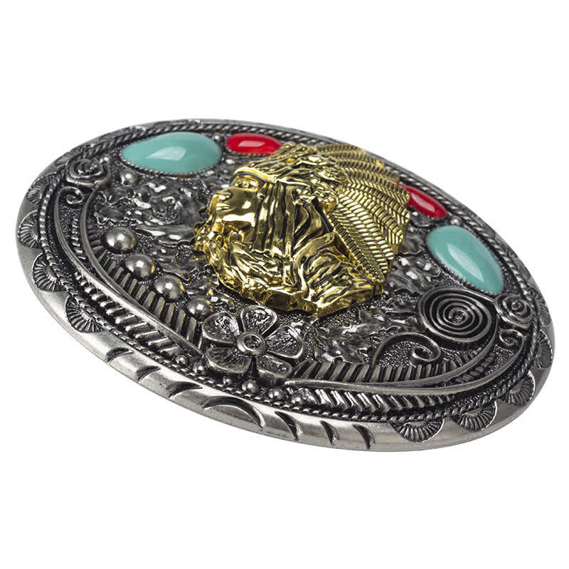 Men's Turquoise Country Indian Style Leather Belt - Image 4