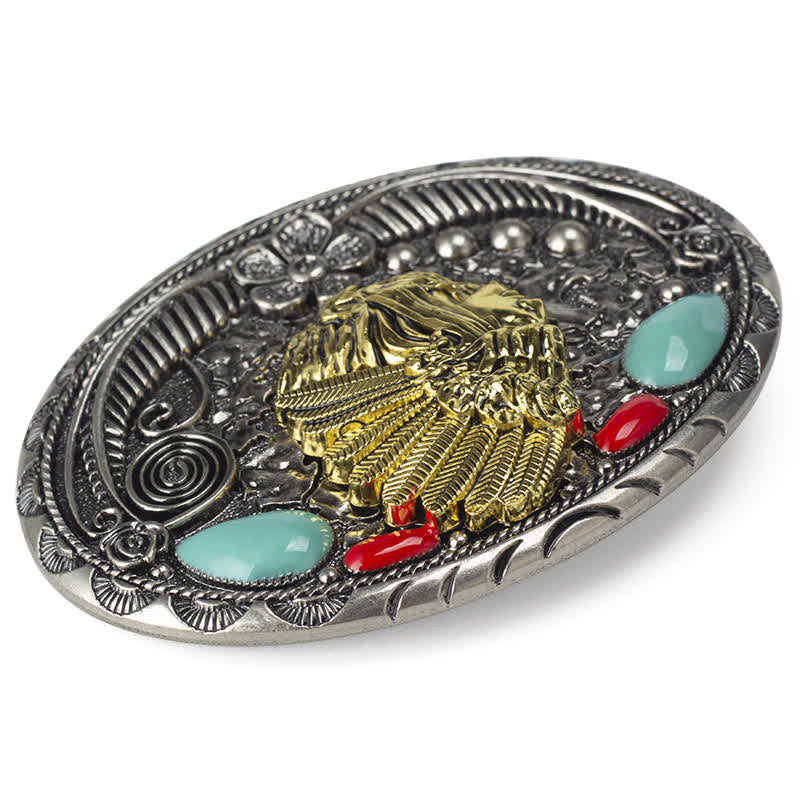 Men's Turquoise Country Indian Style Leather Belt - Image 5