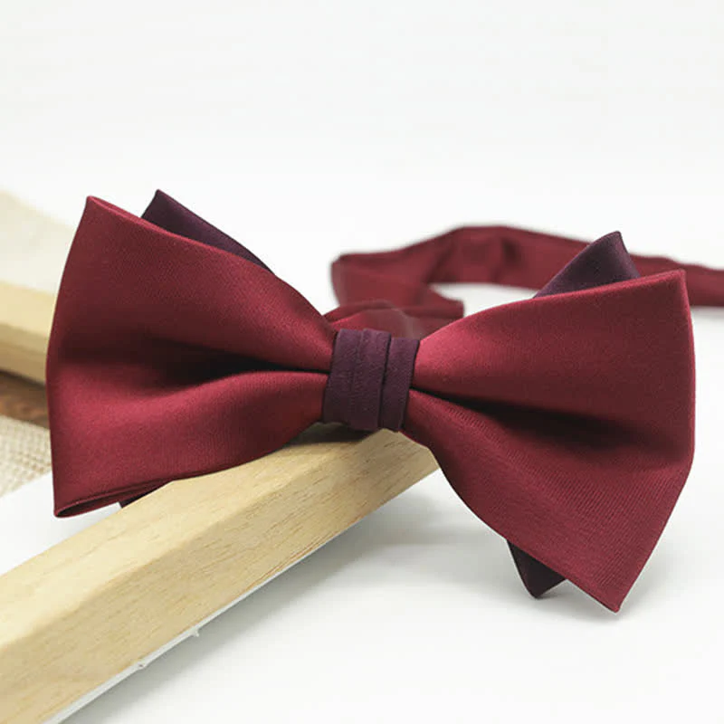 Men's Two Tone Double-Deck Wedding Business Bow Tie - Image 11