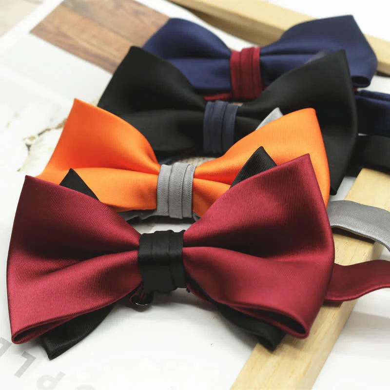 Men's Two Tone Double-Deck Wedding Business Bow Tie - Image 3