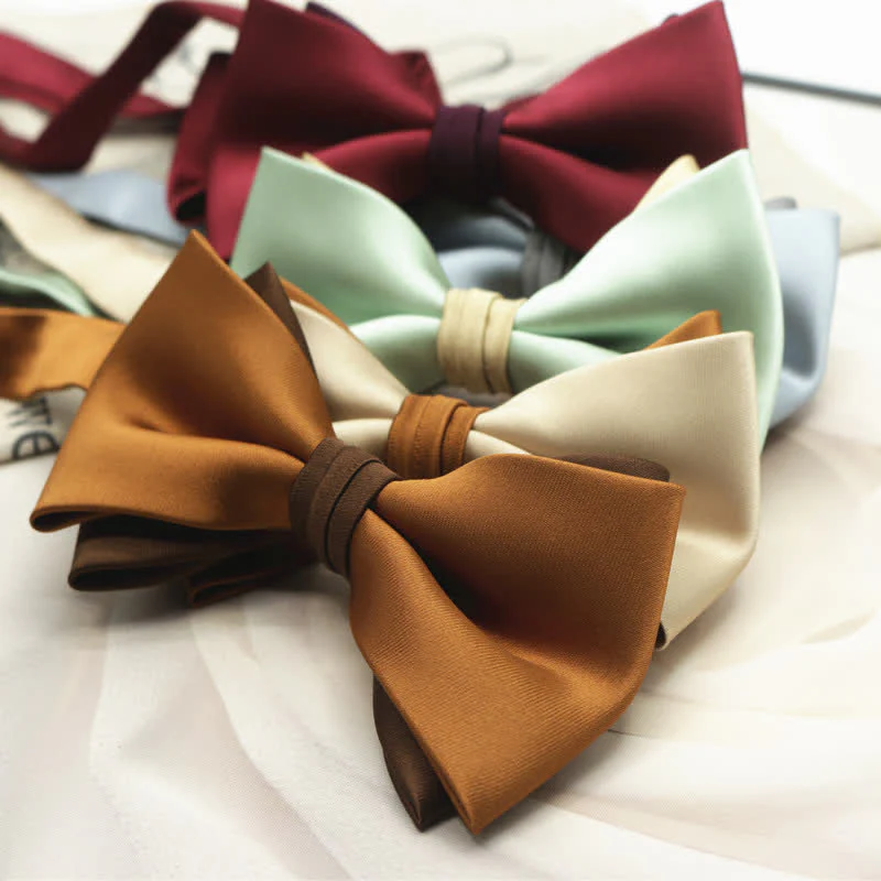 Men's Two Tone Double-Deck Wedding Business Bow Tie - Image 4