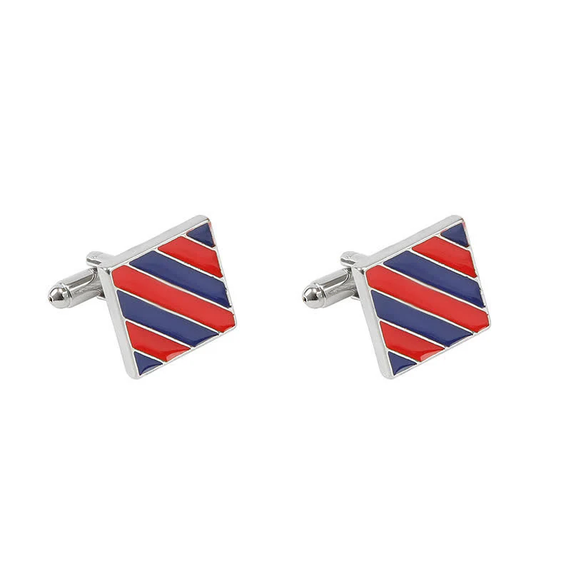 Men's Classical Two Tone Square Striped Cufflinks - Image 3