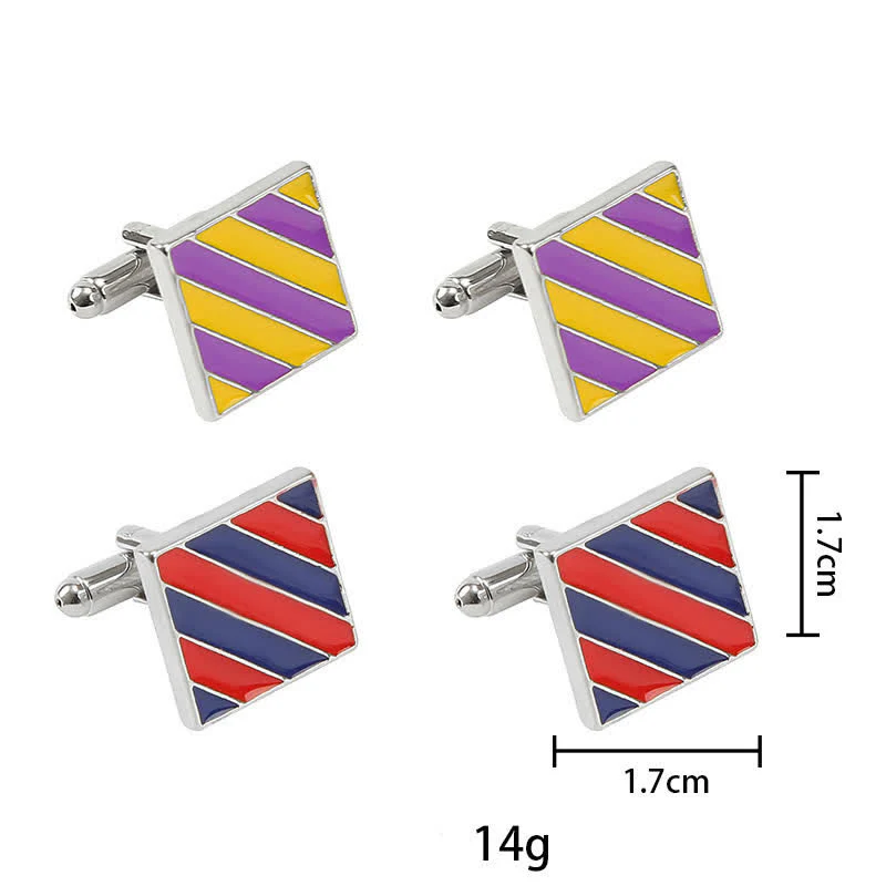 Men's Classical Two Tone Square Striped Cufflinks - Image 9
