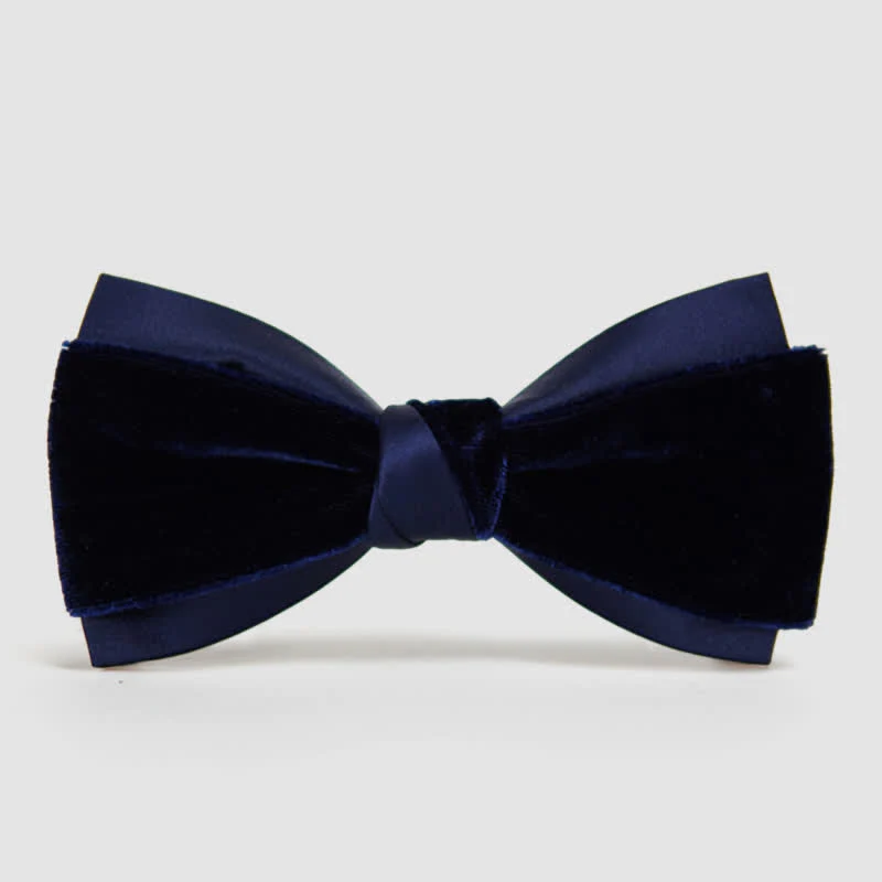 Men's Two-Tone Velvet Double Layer Bow Tie - Image 9