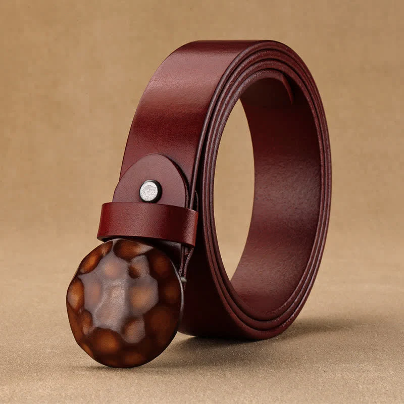 Men's Unique Design 3D Round Buckle Leather Belt - Image 13