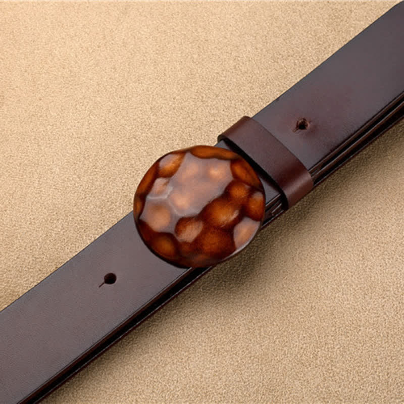 Men's Unique Design 3D Round Buckle Leather Belt - Image 6